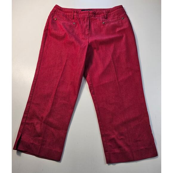 Larry Levine 8 red capri pants straight stretch career casual classy office ^ - Picture 1 of 7